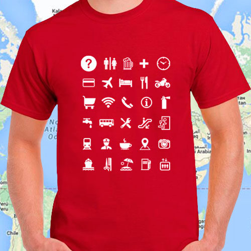 Camisetas para viajeros con iconos universales