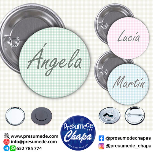 Chapas con nombres fondo vichy