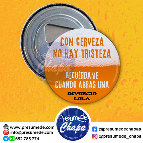 Chapas para fiesta de divorcio con cerveza no hay tristeza