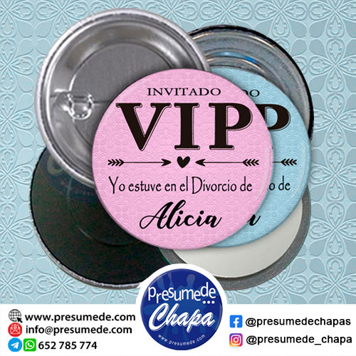 Chapas para fiesta de divorcio invitado VIP