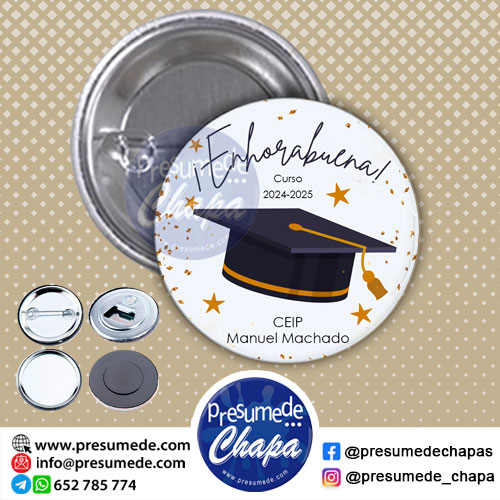 Chapas para graduación enhorabuena